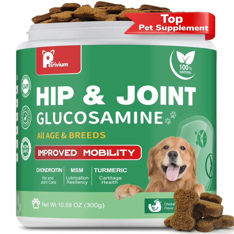 Petrivium – Complément articulations pour chiens | 150 friandises au glucosamine, MSM et curcuma