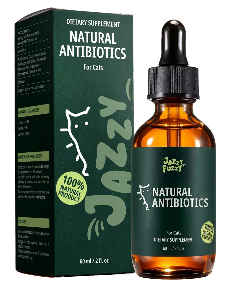 Jazzy Fuzzy – Antibiotique naturel pour chats avec L-Lysine | Soutien immunitaire et santé respiratoire – Saveur poulet (2 oz)