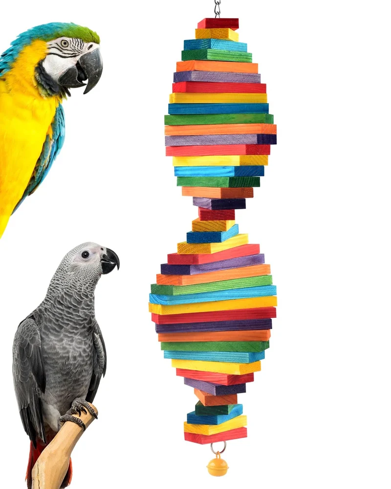 Jouets mordillants Bissap – Bagel Cascade pour Oiseaux Moyens et Grands (Calopsittes, Cacatoès, Aras)