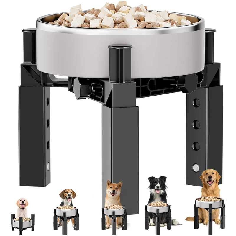 Aystkniet Support Gamelles Chien Surélevé – Hauteur et Largeur Réglables, Anti-Glisse, Sans Bols