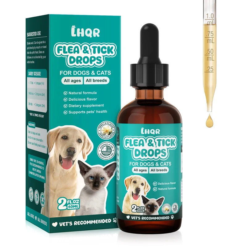 LHQR Soin puces et tiques pour chiens et chats – Peau saine & Digestion – Vanille