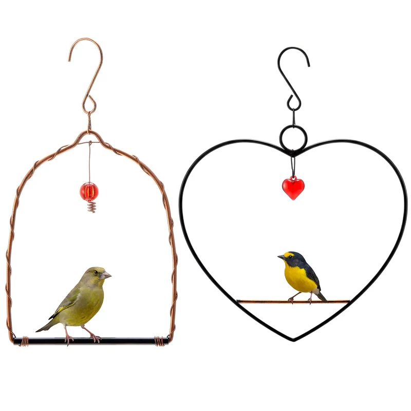 LemonRoad : 2 balançoires colibri en métal avec crochets en S – Décor jardin et patio