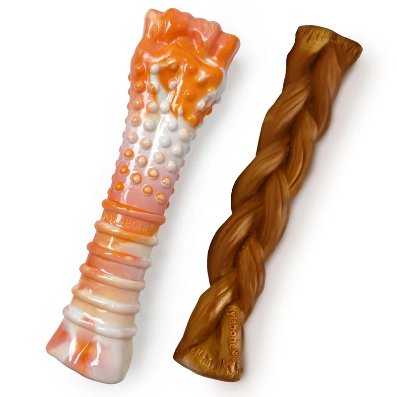 Jouets Power Chew Nylabone — Os Texturé Articulé et Alternative Bully Stick pour Grands Chiens (2 Pack)