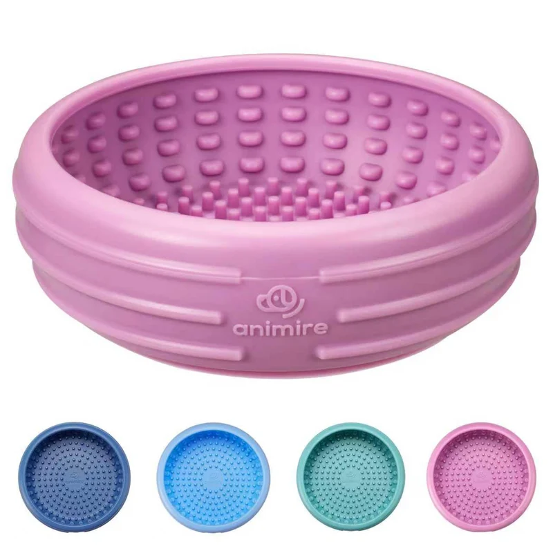Animire Bol Lécheur pour Chien – Lent, Antidérapant, Silicone Alimentaire Sans BPA, Lave-Vaisselle (Pastel Violet, S)
