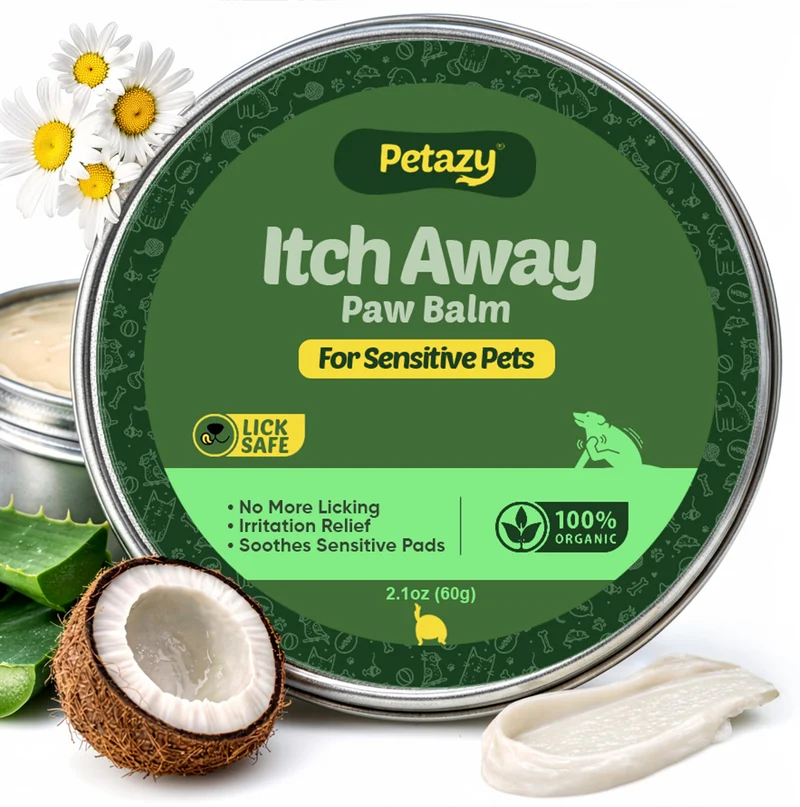 Petazy Itch Away – Baume nourrissant pour pattes et nez des chiens (cire d’abeille, karité, huile de coco)