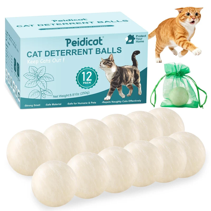 Peidicat Balle Repulsif Extérieur – Dissuasion naturelle pour chats (12 pièces)