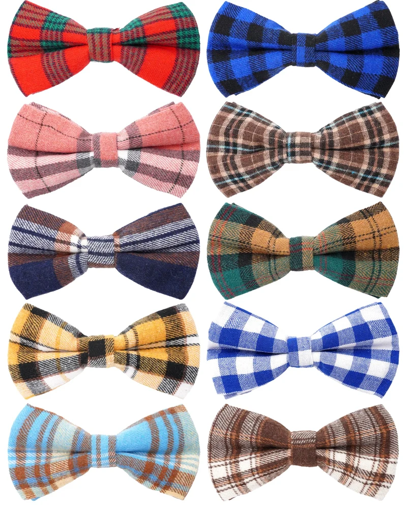 PET SHOW – Lot de 10 Noeuds Papillon Carreaux pour Chiens Grands et Moyens