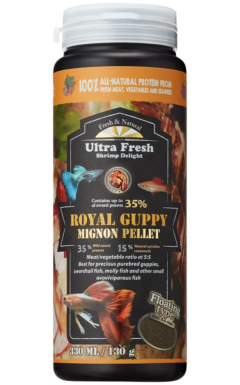 Ultra Fresh Royal Guppy Mignon Pellet — Nourriture naturelle pour guppys, 130 g