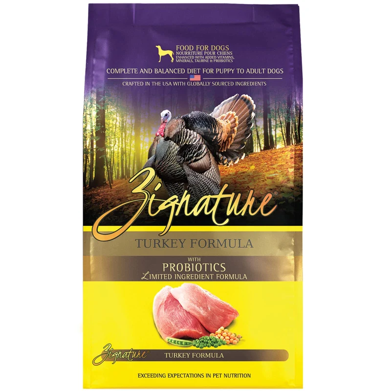 Zignature Dinde – Formule à Ingrédients Limités, Croquettes Sec pour Chiens 4 lb