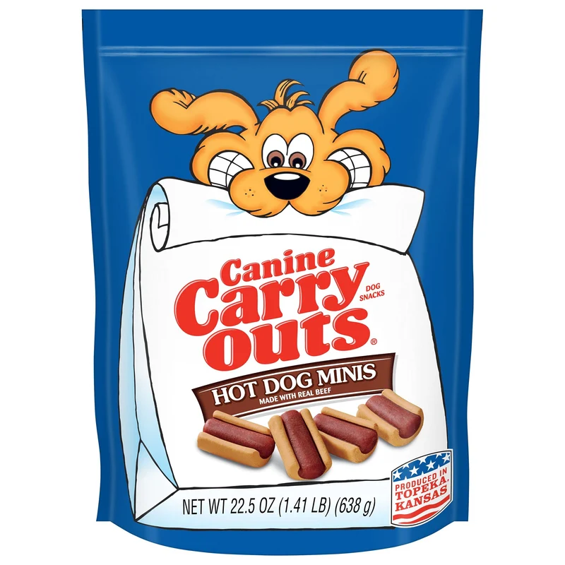 Canine Carry Outs Hot Dog Minis – Friandises pour Chiens, Lot de 4 × 22,5 oz, Boeuf Réel
