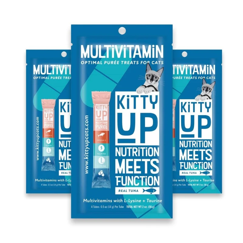 Kitty Up Friandises Léchables pour Chat — Purée de Thon Réel avec Lysine et Taurine, Sans Céréales (12 Pack)