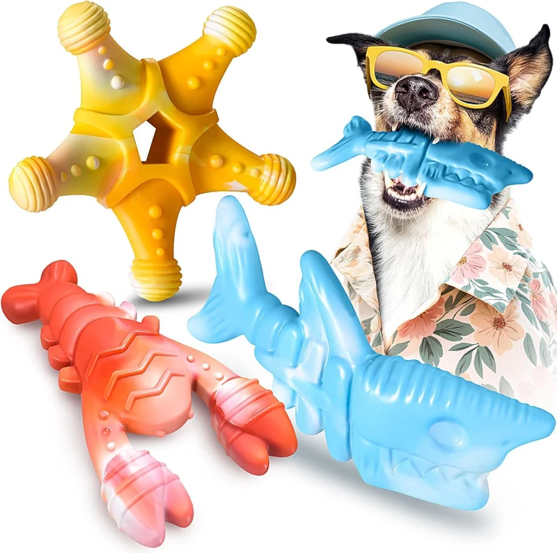 NEZIN Jouets a Macher pour Chiens Indestructibles – Pack 3 au Goût Boeuf, Pour Chiens Moyens et Grands