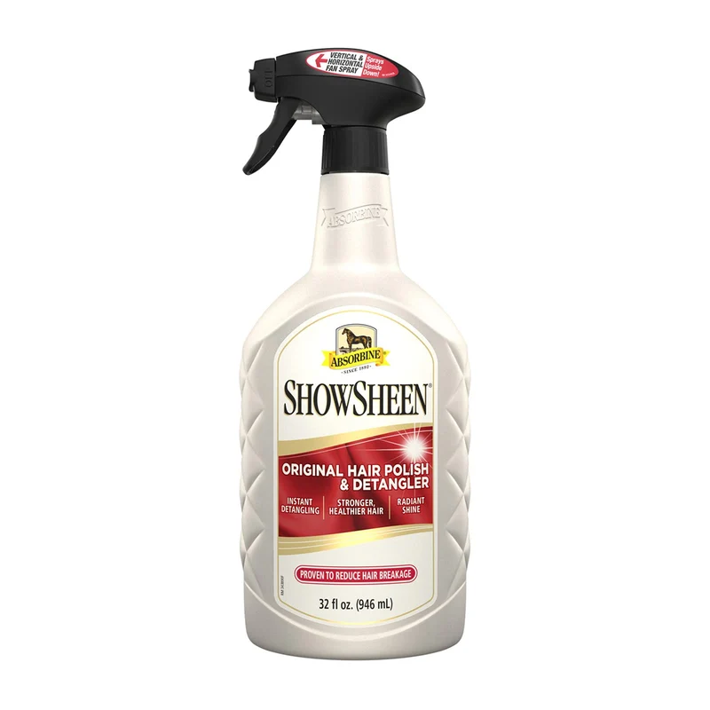 Absorbine ShowSheen Hair Polish & Detangler 32 oz – Démêlant en spray pour chevaux et chiens, brillance et protection
