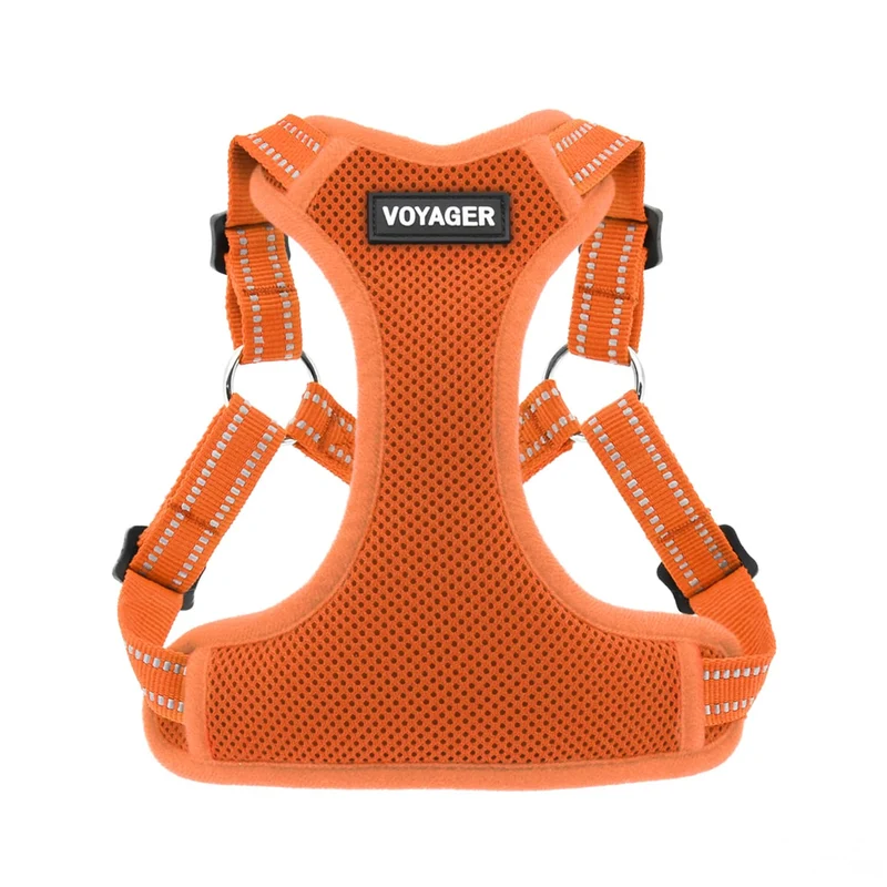 Best Pet Supplies Voyager Harnais Ajustable à Enfiler en Maille Respirante – Orange, Taille M