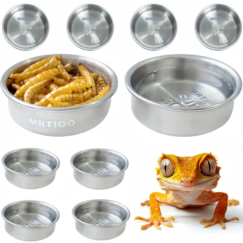 MRTIOO Gobelets d'alimentation en acier inox 304 (lot de 10) – Bols pour reptiles et petits animaux