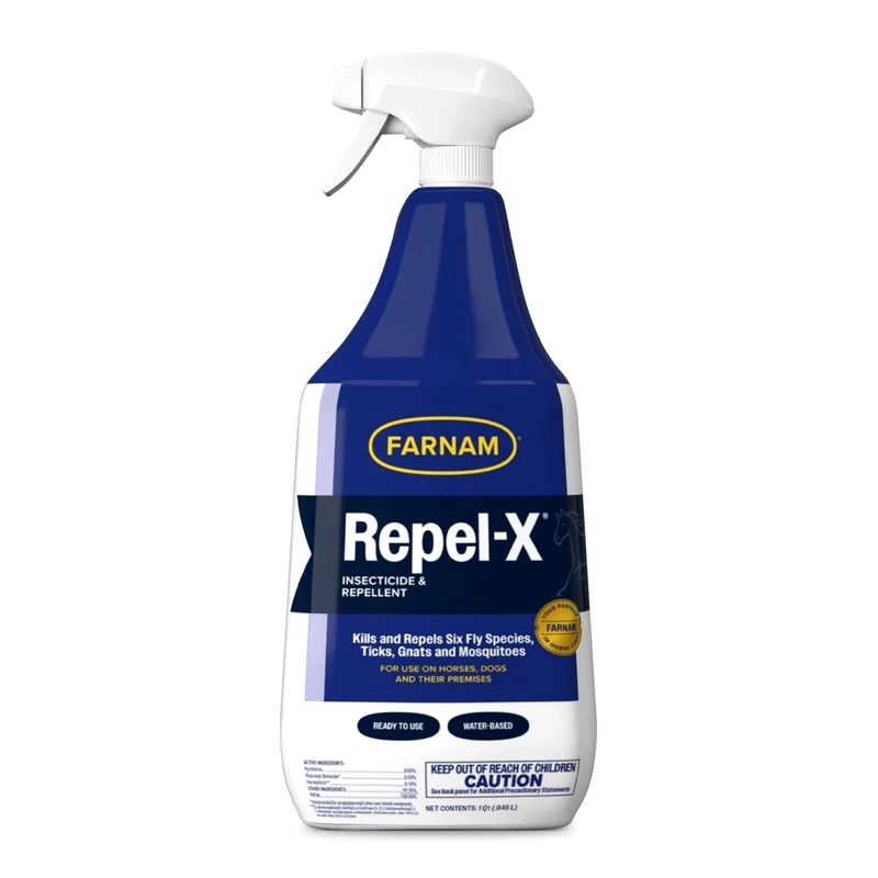Farnam Repel-X Insecticide et Répulsif – Spray à base d’eau pour chevaux, chiens et lieux, 32 oz