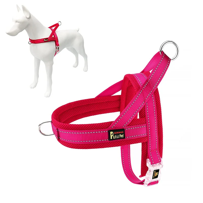 Harnais anti-traction Plutus Pet pour chien – Mesh respirant, ajustable et réfléchissant – Rose, Taille M