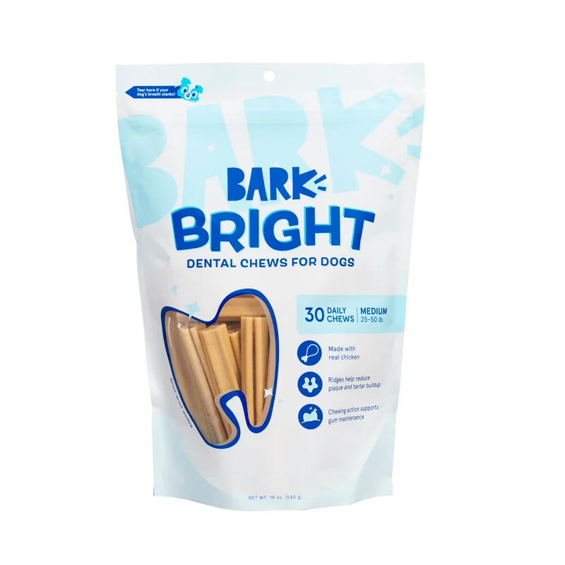 Barkbox Bright Original – Bâtons Dentaires Bark Bright pour Chiens de Taille Moyenne (30 Pièces) | Nettoyage Plaque et Tartre