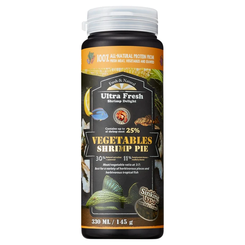 Ultra Fresh Galettes Algues Pleco – Spiruline & Algues, Crevettes Sauvages, Alimentation Équilibrée pour Algivores et Fonds, Couleur Naturelle, Ingrédients 100% Naturels, 144 g