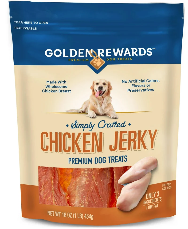 Golden|Rewards Friandises Séchées au Poulet pour Chiens – Sachet 16 oz, Sans Céréales, Protéines Élevées, Sans Colorants ni Conservateurs