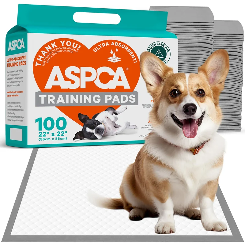 ASPCA Tapis d’Entraînement Parfumés Ultra Absorbants 22 × 22 pouces – Pack de 100, Contrôle des Odeurs et Anti-Fuite
