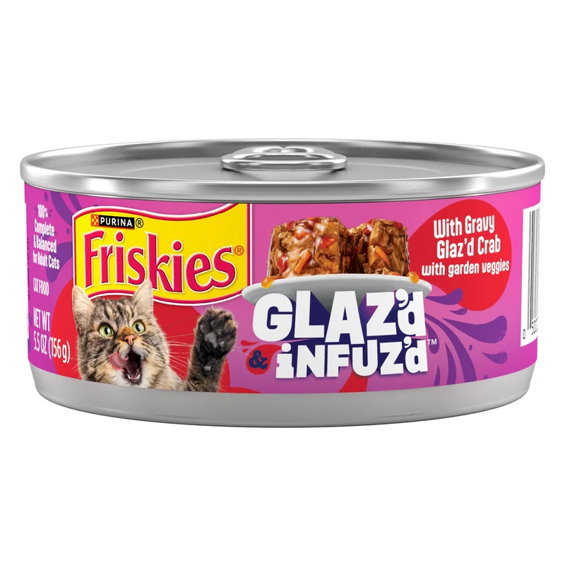 Purina Friskies Glaz’d et Infuz’d au Crabe - Nourriture humide pour chats adultes, pack 24 x 5,5 oz