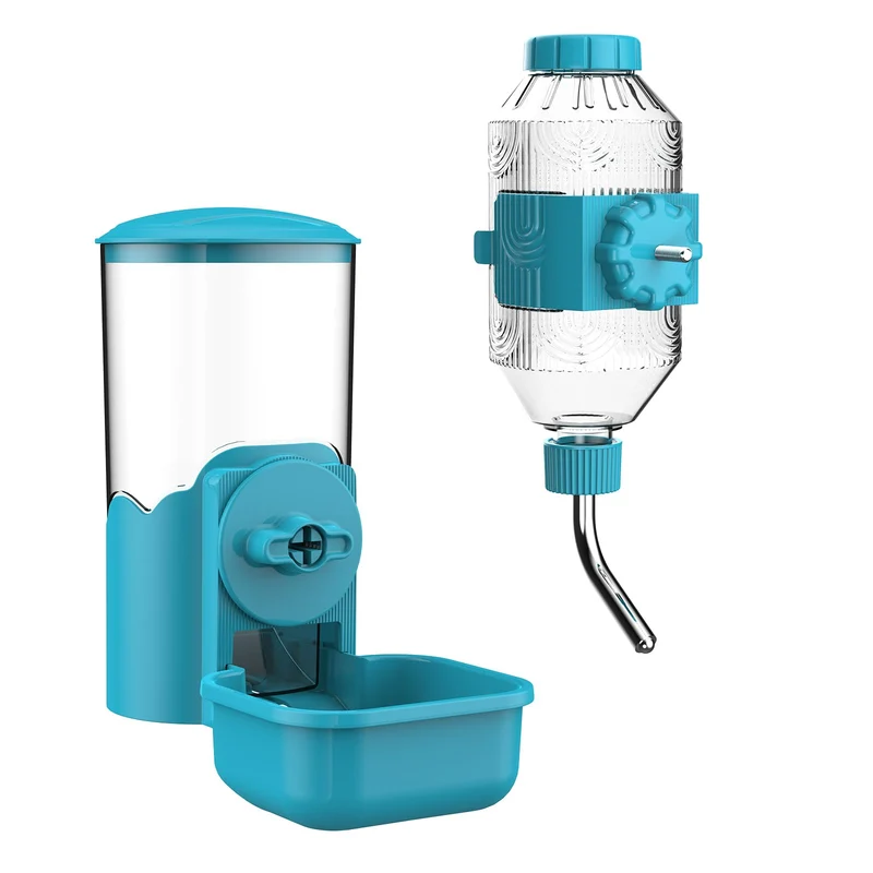 Kassiva Distributeur Automatique d'Eau et Nourriture pour Petits Animaux (Bleu)