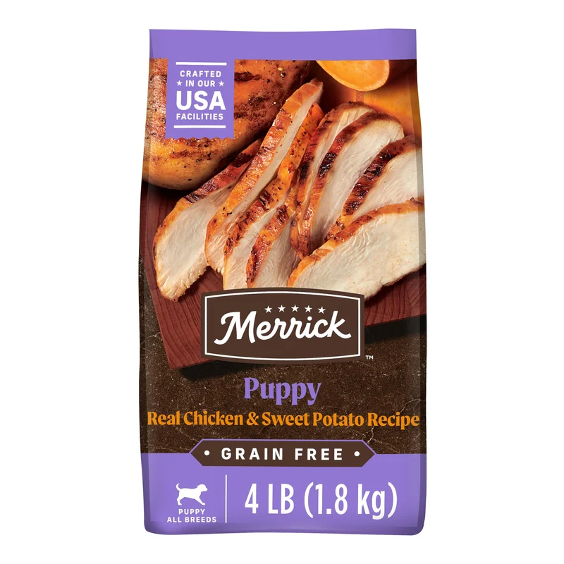 Merrick Premium Sans Cereales Croquettes Chiots - Poulet et Patate Douce 4 lb