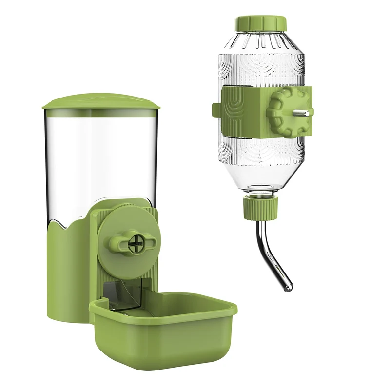Kassiva Distributeur Automatique d'Eau et Nourriture pour Cage (Vert)