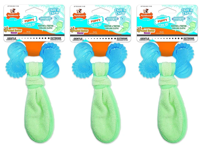 Nylabone Chill n Chew — Lot de 3 Jouets Dentition Chiot Petit Sans Allergènes