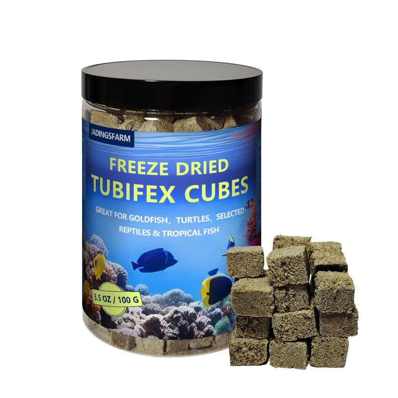 JADINGSFARM Cubes Tubifex Séchés – Alimentation Protéinée Flottante (3,5 oz) pour Betta, Discus et Cichlidés