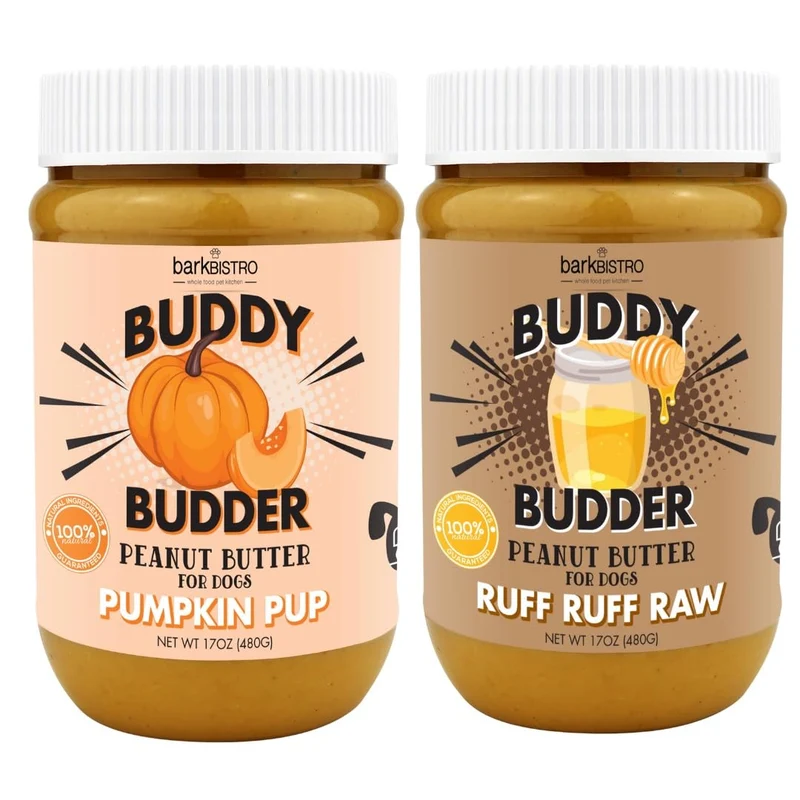 Buddy Budder – Pâte d'arachide naturelle pour chiens, fabriquée aux États‑Unis (set de 2 bocaux 480 g)
