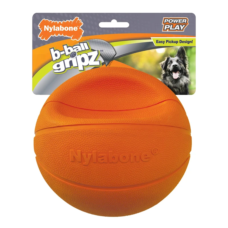 Nylabone Gripz Power Play : Balle de Basket en Caoutchouc pour Chiens - Grand Modèle (1 Unité)