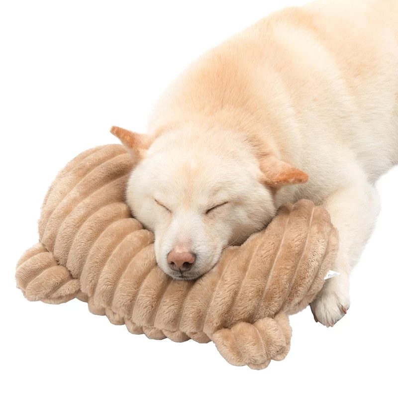 Jiupety Oreiller d'Apaisement pour Chiens et Chats – Soutien de Nuque Orthopédique, Lavable, 14 po x 9 po, Café