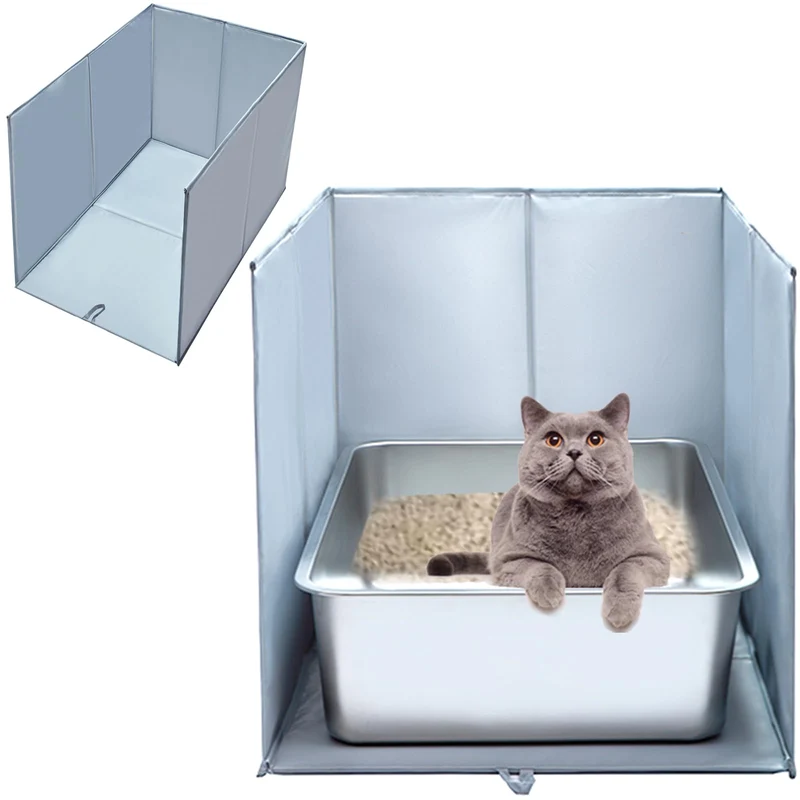 THINMUHAND Enclos pour Bac à Litière – Pare‑Éclaboussures et Anti‑Fuite, Grand Bouclier, Tapis Amovible et Surfaces Faciles à Nettoyer (61 cm × 44 cm × 41 cm)