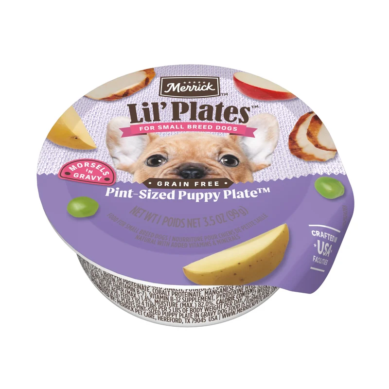 Merrick Lil' Plates – Aliment humide pour chiots de petites races, poulet désossé, 3,5 oz en pot