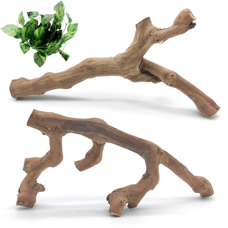 VCEPJH Branche d'Escalade pour Reptiles – 2 Pièces Bois Naturel et Tronc en Liège pour Terrarium