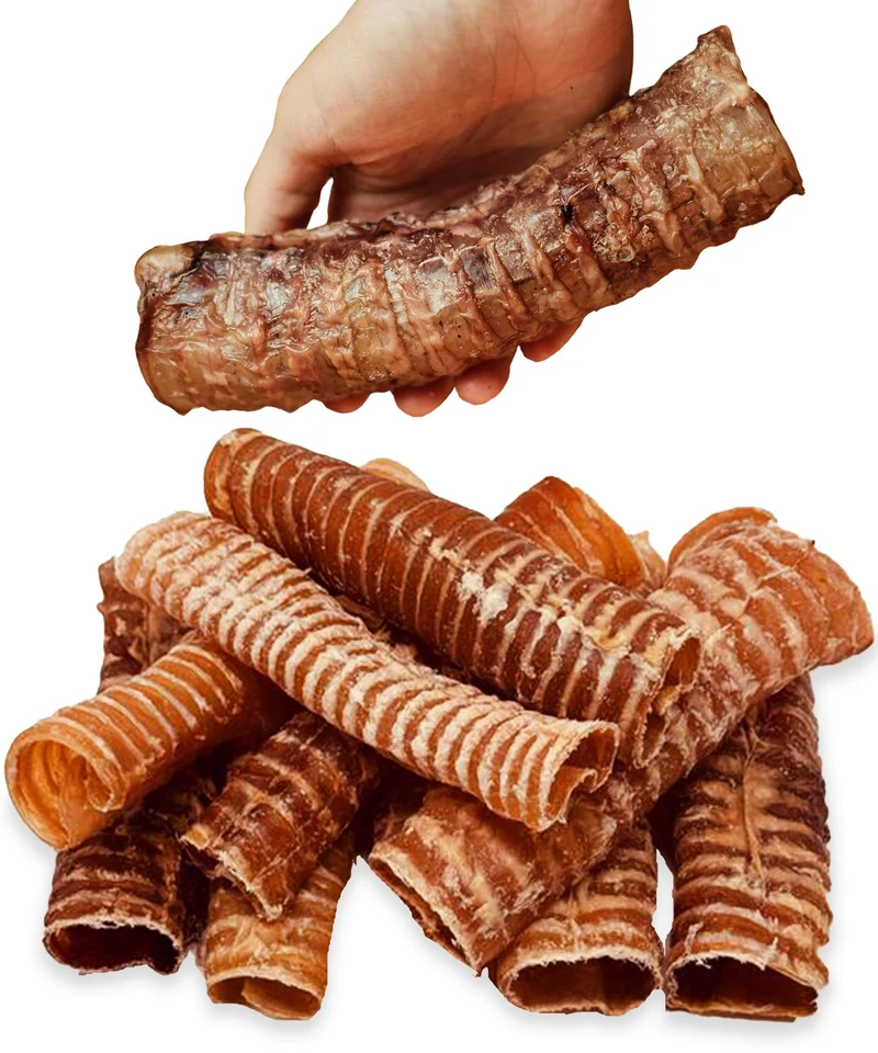 Lively Tails Trachée de Bœuf 100% – Friandises pour Chiens (10 pièces) – Articulations & Hygiène Dentaire – Fabriqué aux États‑Unis
