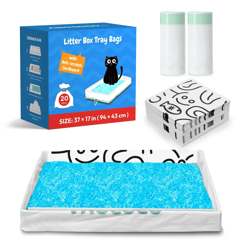 AMOGOGOPET – 20 Sacs Litière Chats 37x17, Compatibles Crystal Pro/Plus et Cordon