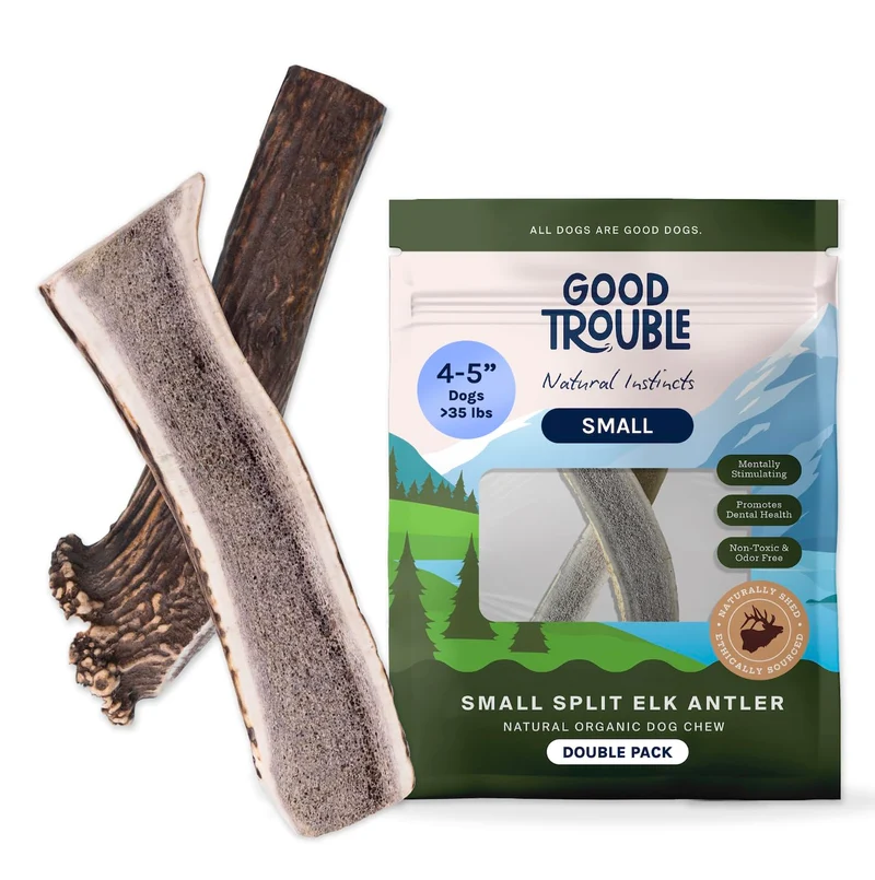 Good Trouble Cornes de Cerf Premium pour Petits Chiens – 2 Paquets, Sans Cruauté, Origine Nord-Américaine