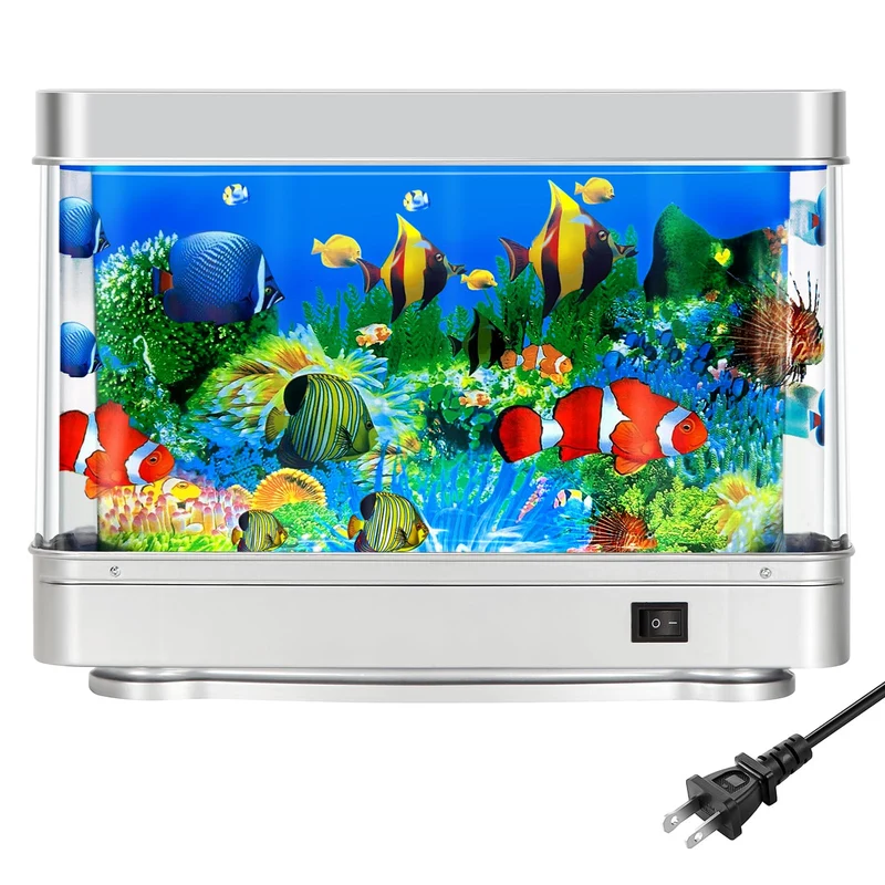 7CDXD Faux Aquarium Lumineux — Décor aquatique virtuel avec poissons nageants