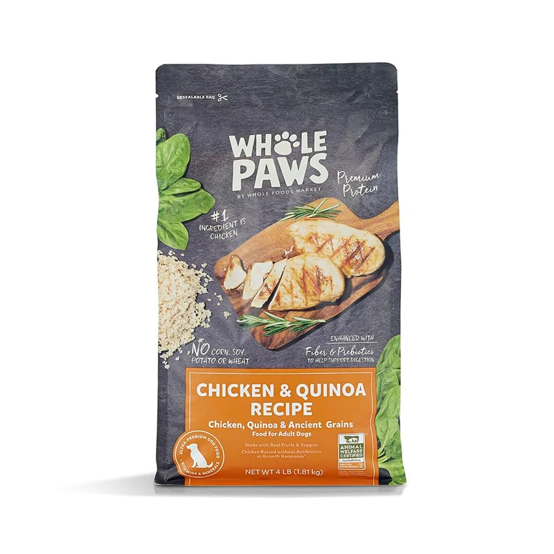 Whole Paws par Whole Foods Market – Nourriture sèche pour chien adulte, poulet et quinoa, 4 livres