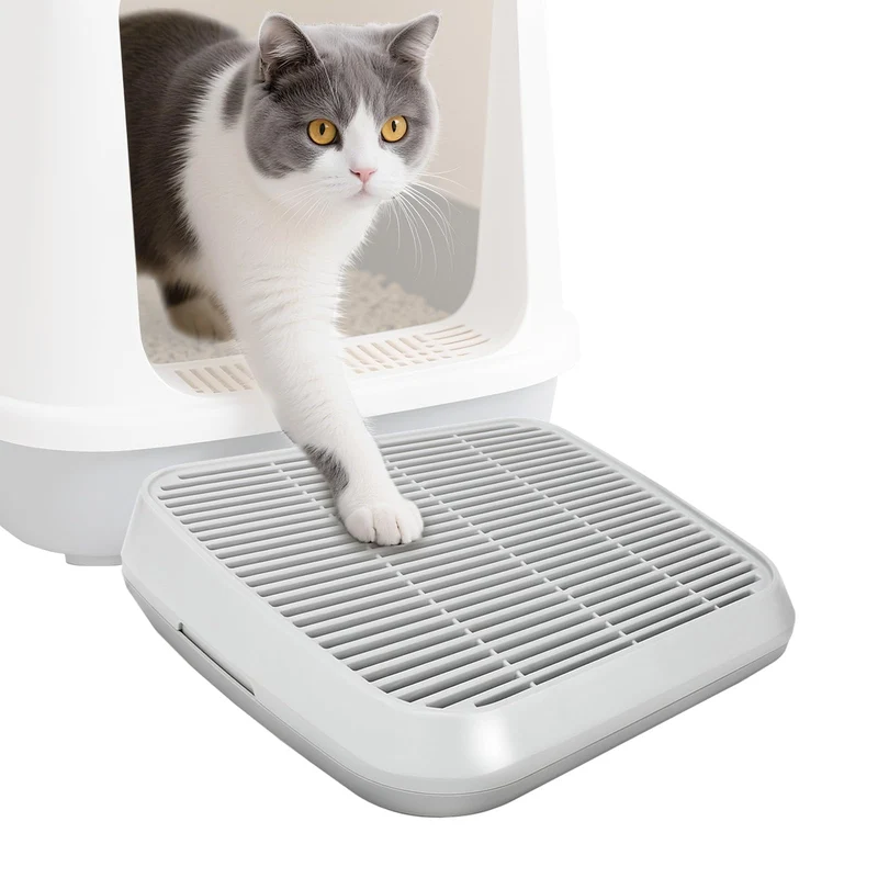 Midollarle Rampe pour Bac à Litière – Marche pour Chat, Tapis de Capture et Nettoyage Facile (Gris)