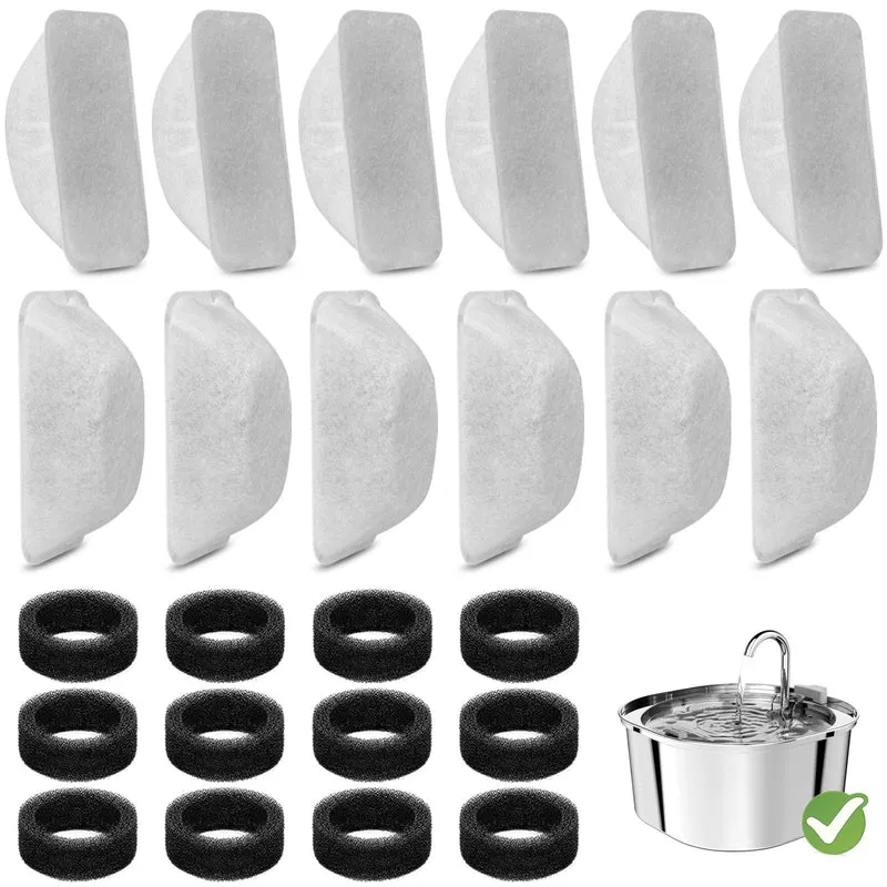 ROCK BEARD - Lot de 24 Filtres et Eponges pour Fontaine Chat 3,2L et 2,5L