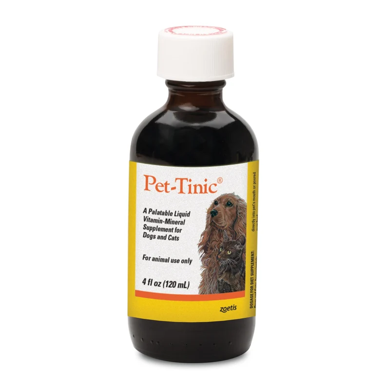 Pet-Tinic — Supplément liquide multivitamines et minéraux pour chiens et chats, saveur foie de bœuf, flacon 120 ml