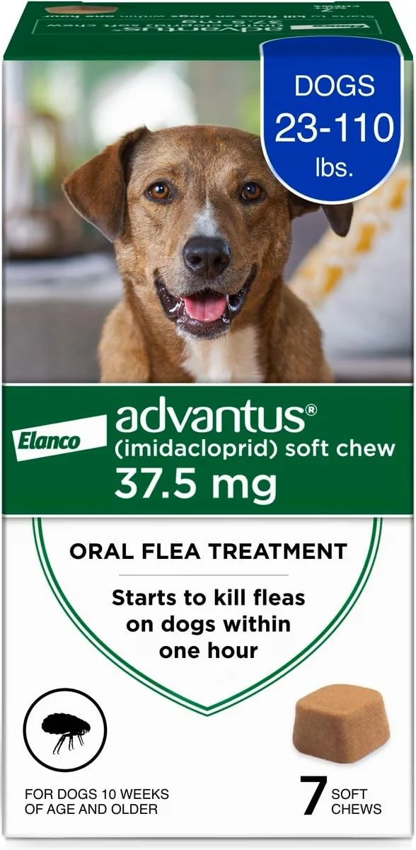 Advantus Chiens – Traitement oral rapide contre les puces, gommes à mâcher souples 23–110 lb | 7 gommes