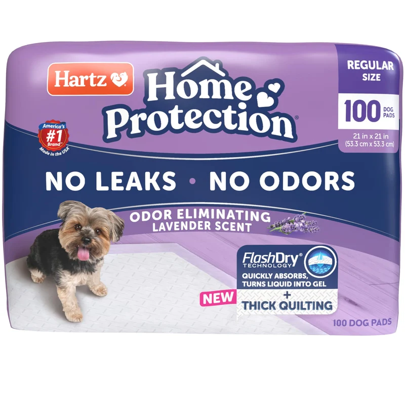 Hartz Home Protection Tapis pour Chien – Absorption Supérieure, Odeur Lavande, Sans Fuite, 100 Pièces