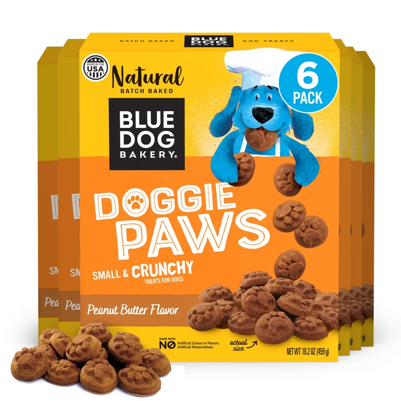 Blue Dog Bakery Friandises Naturelles pour Chien Doggie Paws, Beurre d'Arachide, 16,2 oz (6 pièces)