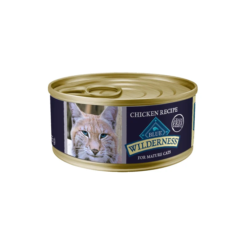Blue Buffalo Wilderness Pate Humide Haute-Protéine Sans Cereales Pour Chats Adultes 7+, Poulet – 5,5 oz – Lot de 24