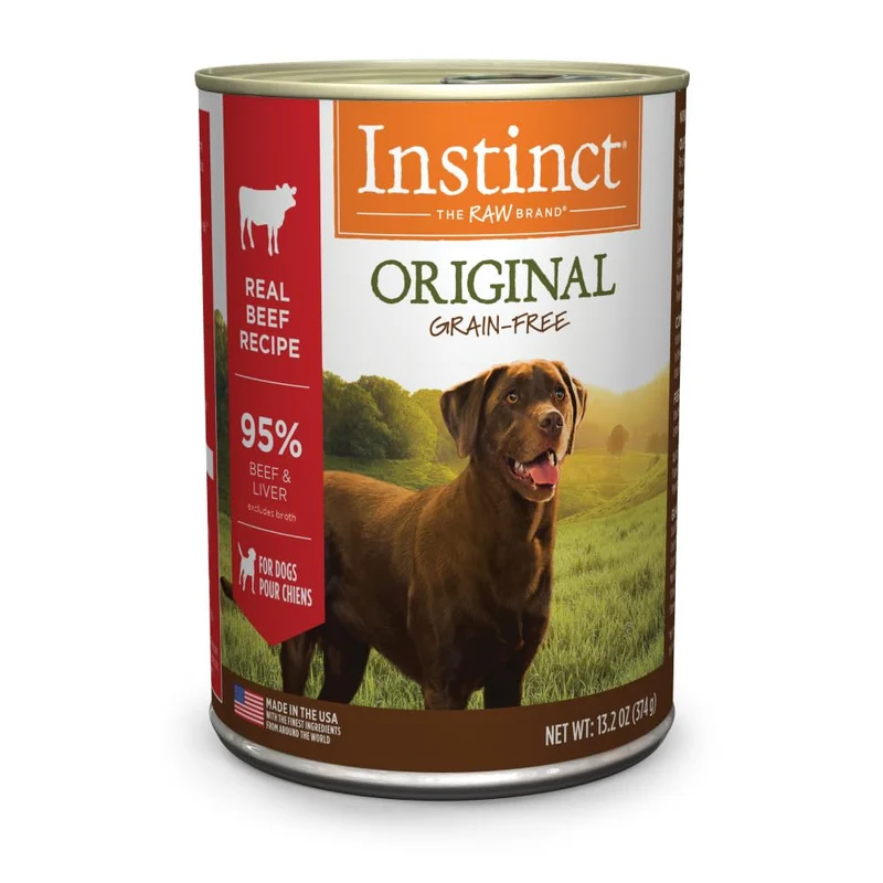 Instinct Original – Nourriture humide pour chien sans céréales au boeuf réel, 6 boîtes de 374 g